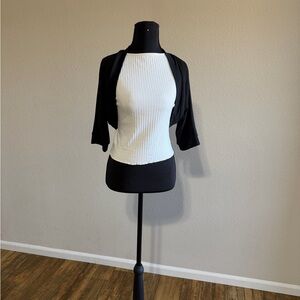 Black Linea Domani Bolero Cover Up with Quarter Sleeve